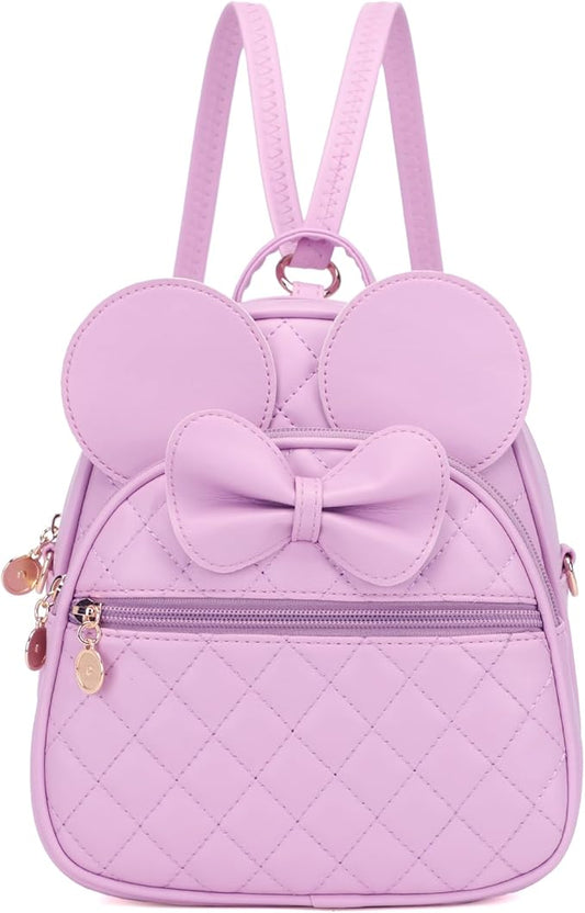 KL928 Girls Bowknot Polka Dot Cute Mini Backpack Small Daypacks Convertible Shoulder Bag Purse for Women