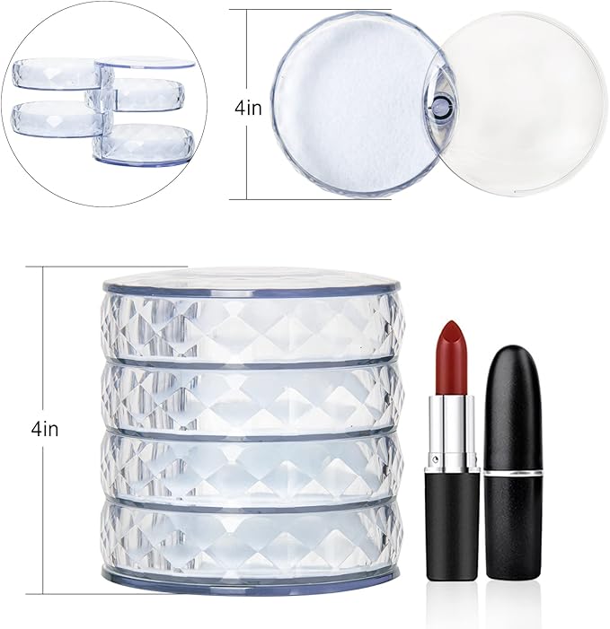 CONBOLA Acrylic Jewelry Organizer, Small Storage Box Jewelry Earring Holder for Women, 5-Layer Rotating Travel Jewelry Tray Case with Lid for Bracelet