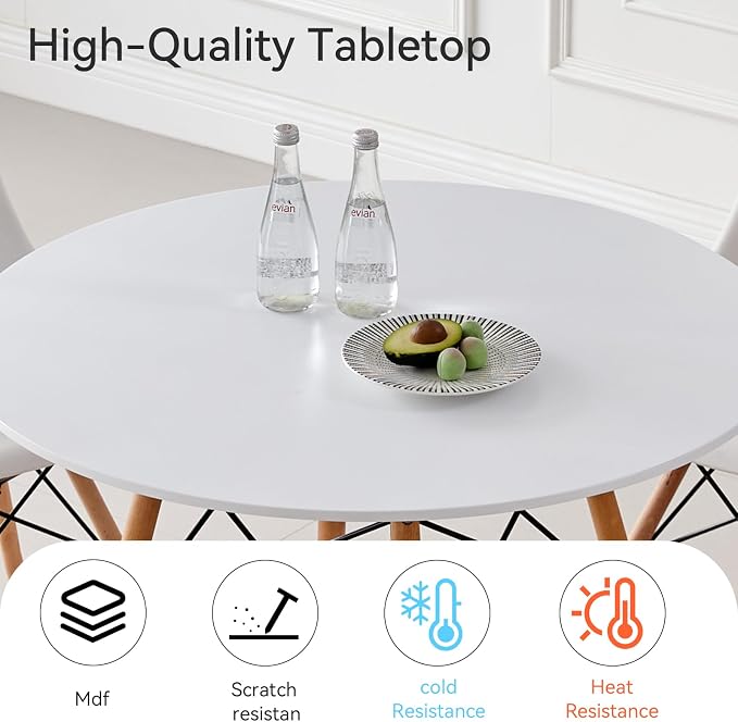 5-Piece Round Dining Table Set, Small 35.5" Kitchen Table Chairs Set of 4 Space - Image 3
