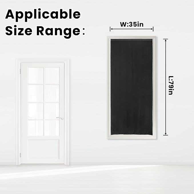 Adhesive Blackout Curtains- Self Stick Shades Window Blinds Curtains No Rod Needed Easy to Hang Curtains, Use for Bedroom, Living Room, Dining Room, Kitchen, Home Office, 35"W X 79"L, Black, 1 Panel