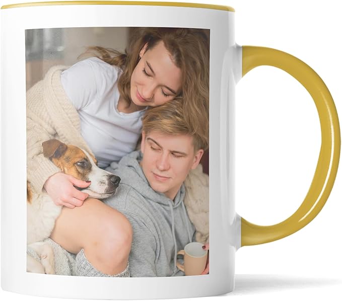 Custom Mug Upload Your Picture Personalized Coffee Mug with Photo Text Name Customized Cup Unique Ideas Gifts for Men Women Mom Dad Girlfriend Boyfriend Friend Family (Yellow, 11oz)