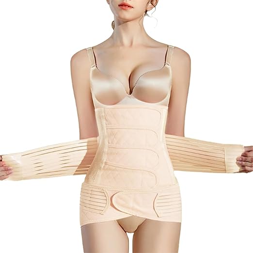 Postpartum Belly Support Recovery Belly/Waist/Pelvis Belt Shapewear Slimming Girdle, Beige for Posture Correction (X-Large)