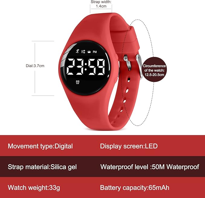 Kids Watches for Girls Boys Digital Sport Watch with Step Counter Pedometer Vibration Alarm Clock, No App Waterproof Fitness Tracker Kids Watch Boys Girls Teens Students Ages 5-16