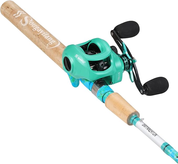 Sougayilang Fishing Rod and Reel Combo, 2-Piece 5-Foot 6-Inch Graphite & Fiberglass Rod, Durable and Strong, Quickset Anti-Reverse Fishing Reel (1Pack/2Pack)