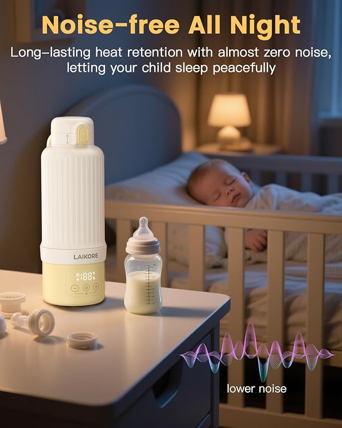 Portable Baby Bottle Warmer for Travel – 17oz Cordless Milk Warmer with Detachable Battery, USB Rechargeable Breast Milk Warmer, Baby Bottle Heater for Home and On-The-Go Use