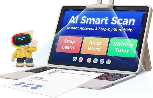 AI Kids Tablet with Scanner - 50000+ Content AI Tutor Learning Tablet with ELA, Math, ABC, Word, Read, Phonics, STEM for Homeschooler Educational Study for PreK - G6 (TalPad T100 with Keyboard)