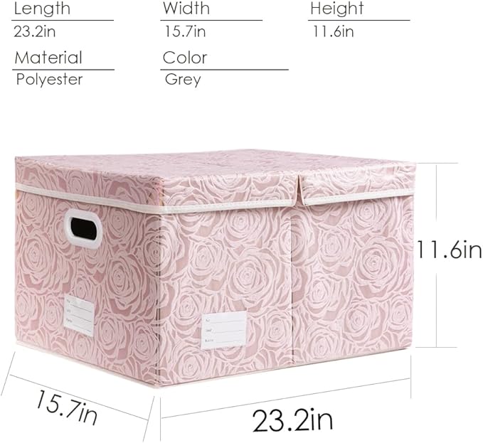 PRANDOM Jumbo Collapsible Storage Boxes with Lids Fabric Decorative Storage Bins Cubes Organizer Baskets with Cover Handles Divider for Bedroom Closet Living Room 23.2x15.7x11.6 Inch 3 Pack