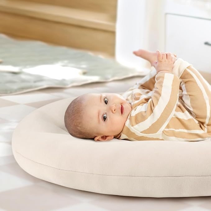 Baby Lounger for Newborn: Portable & Lightweight Pillow for Tummy Time Playtime & Diaper Changes - Skin-Friendly & Breathable for 0-12 Month Supervised Use