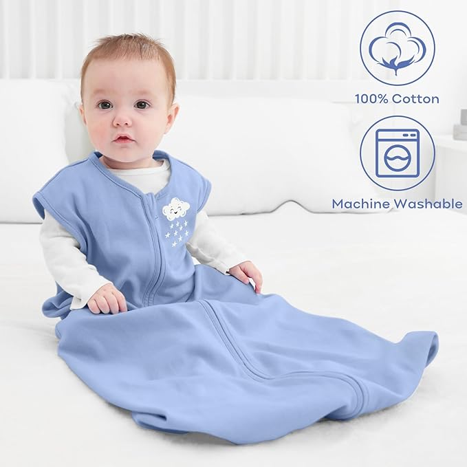 Yoofoss Baby Sleep Sack 0-6 Months Baby Wearable Blanket 100% Organic Cotton 2-Way Zipper TOG 0.5 Toddler Sleeping Sack 3, Lightweight Sleep Sacks for Babies