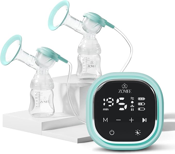 Zomee Z2 Double Electric Breast Pump - Shabbat Mode Edition - Portable, Hands Free Pumping Hospital Grade Wearable Breast Pump Including; Black Bamboo Pumping Bra (2XL)