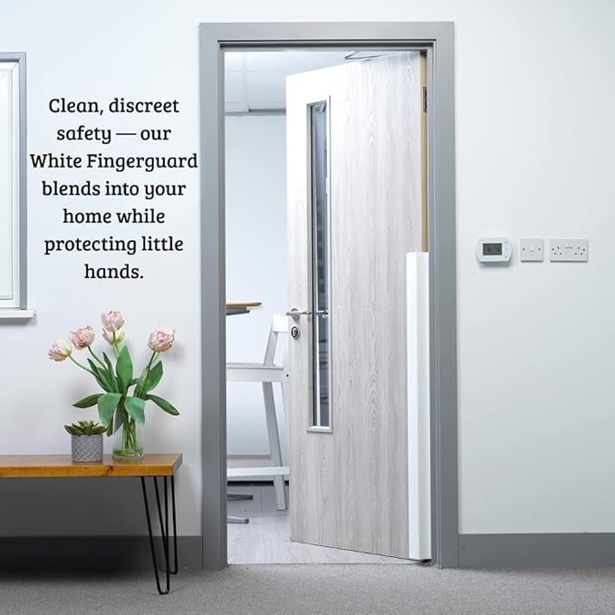 Cardea Child Safety Door Finger Pinch Guard Hinge Protector for The Front of The Door – White (2 Pack)