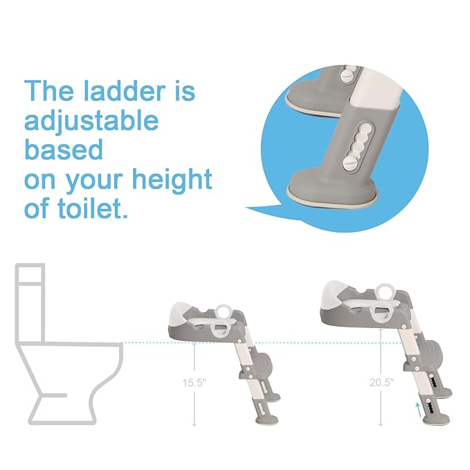 Wiifo Sturdy Potty Ladder with Soft Padded Cushion for Kids and Toddler, Step Stool Ladder for Toilet Training Seat(Grey White)