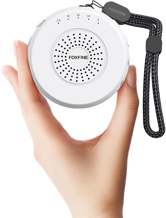 FOXFINE White Noise Machine, Portable Sound Machine with 36 Soothing Sounds, Focused Light, Timer, for Sleeping, Baby, Adults, Home & Travel, White