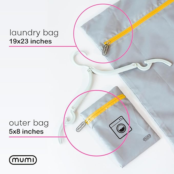 MUMI Travel Laundry Bag – Mesh Laundry Bags for Delicates with Hanger & Pouch | Delicates Bag for Washing Machine | Large Laundry Net Bag for Travel, Gym, Baby Clothes, and More (Blue)