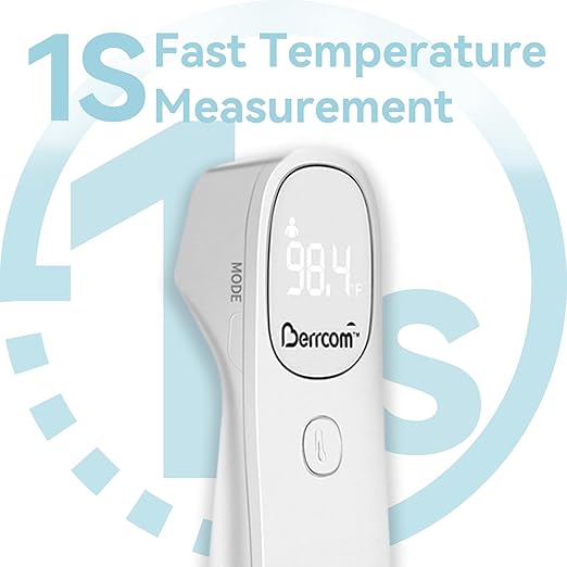 Berrcom Non Contact Infrared Thermometer Digital Forehead Thermometer for Adults and Kids Temperature Thermometer 3 in 1 with Fever Alert Touchless Baby Thermometer Large LED Display