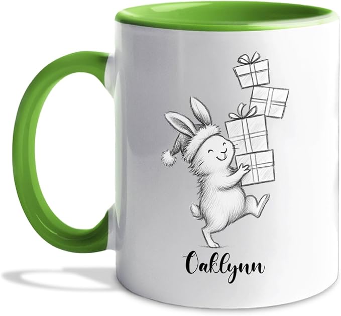 Rabbit Animal Coffee Cup Gift For Men Women Kids Children, Personalized Rabbit Lover Accent Teacup, Cute Rabbits White Coffee Mug 11 Oz 15 Oz, Custom Name Animal Rabbits Travel Mug Gift For Birthday