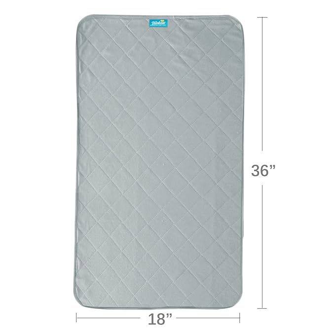 Waterproof Crib Mattress Protector 18" x 36", Non-Slip & Sturdy Mattress Pad Mat, 4 Layers Incontinence Bed Pad for Children Adults, Pets Training Pee Pad, Grey