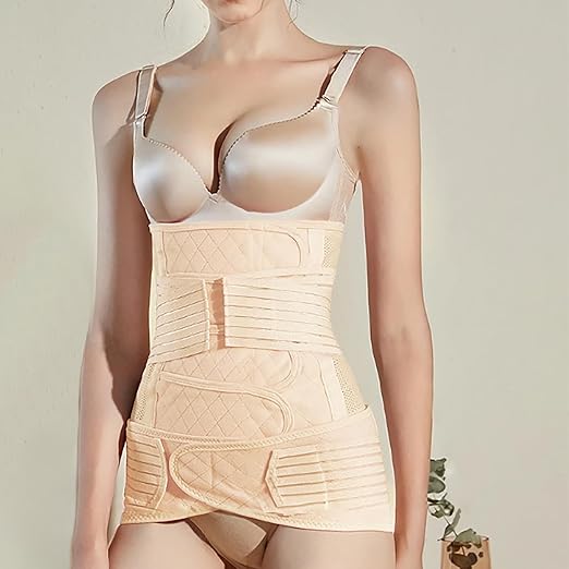 Postpartum Belly Support Recovery Belly/Waist/Pelvis Belt Shapewear Slimming Girdle, Beige for Posture Correction (Large)