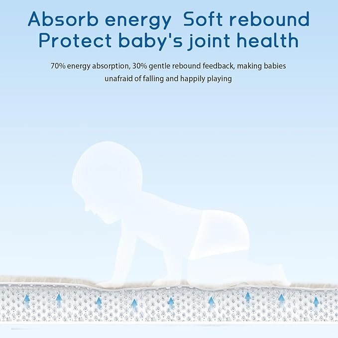 Baby Play Mat for Floor Tummy Time Mat Nursery Rug Muscle Area Rug Playroom Tatami 79"x138" Memory Foam 1.3" Thick Crawling For Babies,Toddlers, Infants, Kids,Floor(Beige)