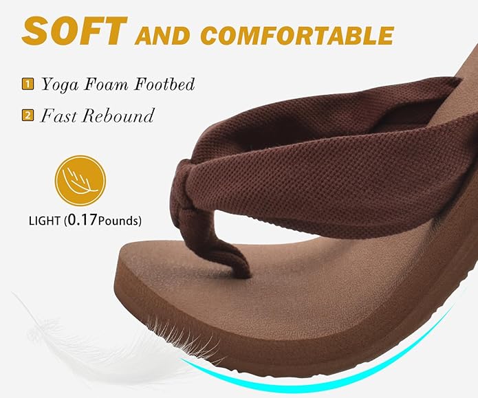 KuaiLu Flip Flops for Women with Arch Support Yoga Mat Comfortable Summer Beach Walking Thong Cushion Sandals Slip On Indoor Outdoor