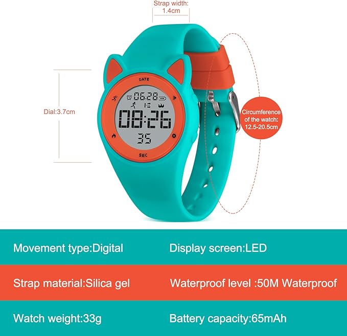 Kids Watches for Girls Boys Digital Sport Watch with Step Counter Pedometer Vibration Alarm Clock, No App Waterproof Fitness Tracker Kids Watch Boys Girls Teens Students Ages 5-16