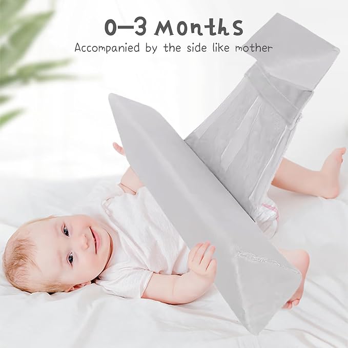 Baby Side Sleeper Weddge Breathable Pillow, Removable and Washable Breathable Bedding Set
