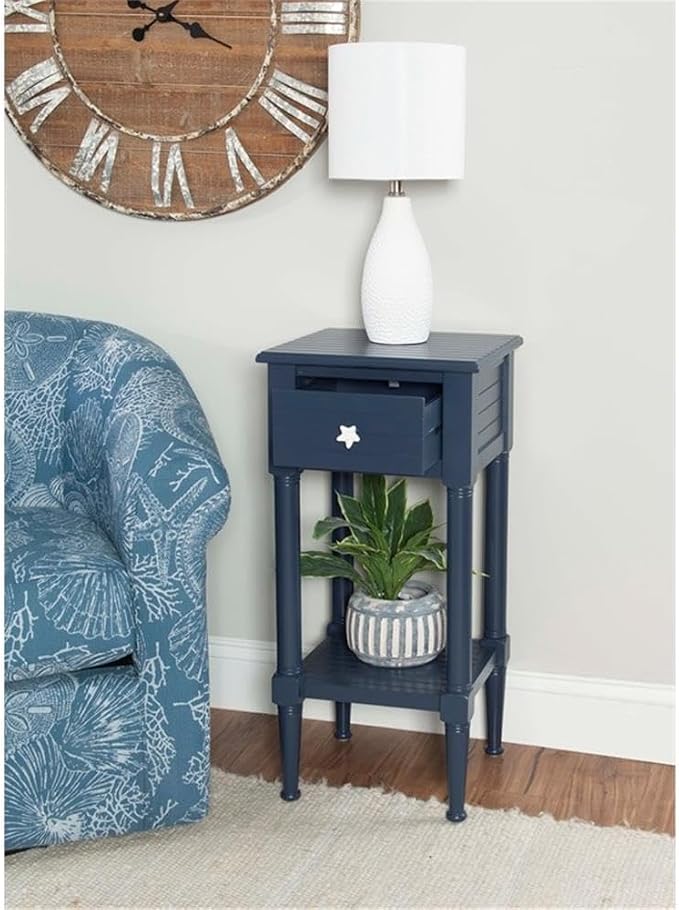 Linon Styers Wood Accent Starfish Coastal Side Table in Navy - Image 9