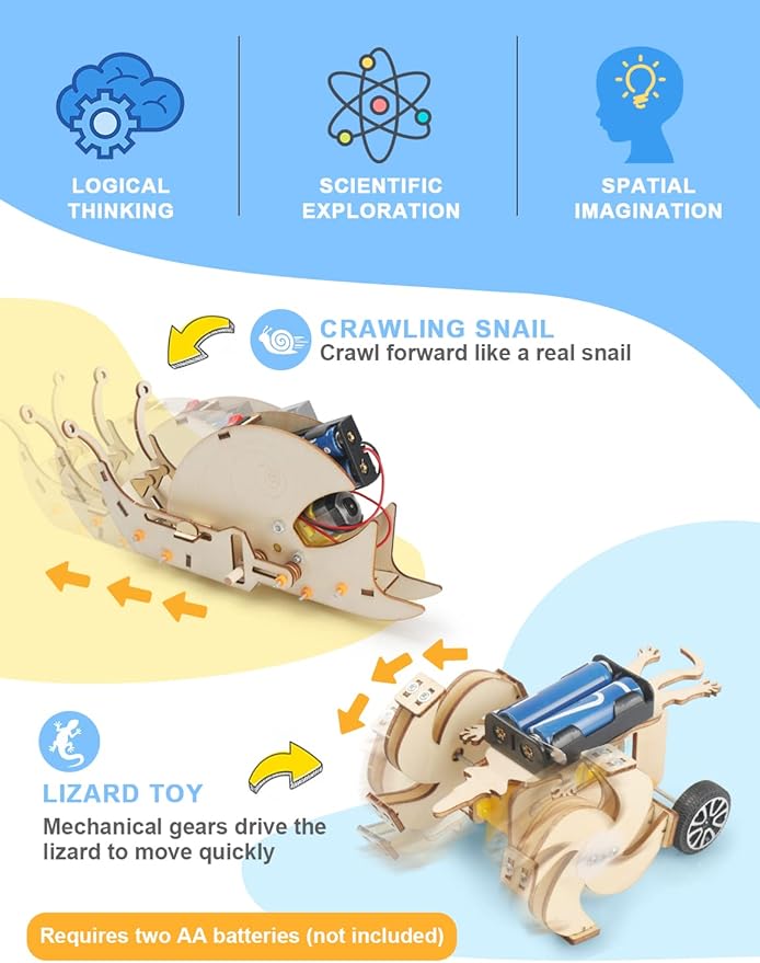 Poraxy 5 Set STEM Kits for Kids Ages 8-10, Toys for Ages 8-13, 3D Wooden Puzzles, Educational Engineering Arts Crafts Science Building Kits, Gifts for Boys and Girls 7 8 9 10 11 12 13 Year Old