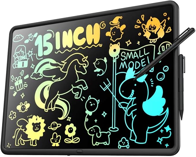 15 Inch LCD Writing Tablet for Kids, Large Kids Drawing Pad, Rechargeable Drawing Tablets, Drawing Supplies Toys Gifts for 3-8 Year Old Girls Boys, Black Drawing Board