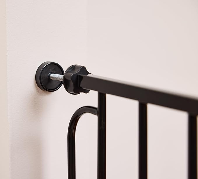 Regalo Easy Step 49-Inch Extra Wide Baby Gate, Includes 4-Inch and 12-Inch Extension Kit, 4 Pack of Pressure Mount Kit and 4 Pack of Wall Mount Kit, Black