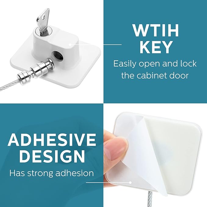 12 Pack Refrigerator Lock with 12 Keys Fridge Locks Combination Adhesive Child Safety Cabinet Freezer Door Lock Adult File Drawer Kitchen Appliance Furniture Closet(White)