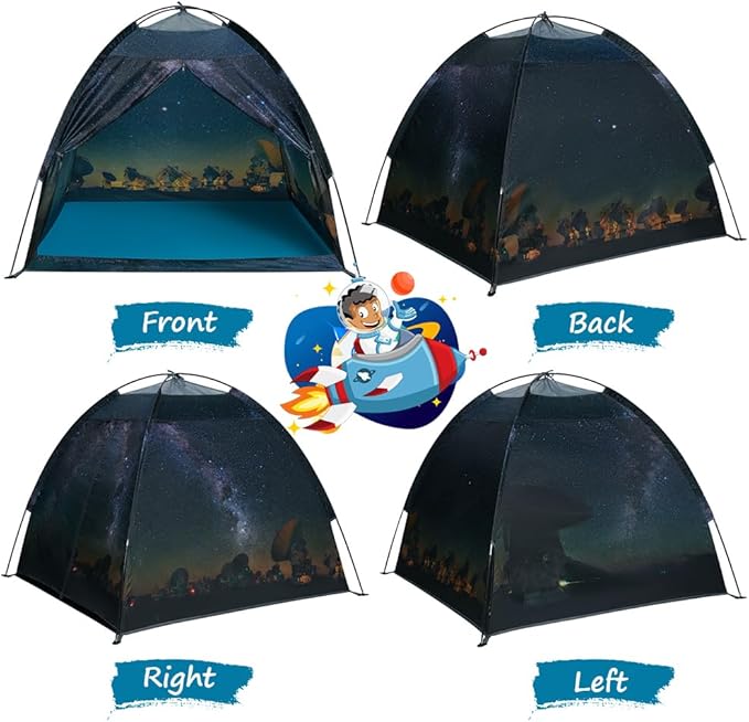 Magnetic Kids Play Tent - Imaginative Popup Space Tent for Indoor/Outdoor Fun - Galaxy Dome Playhouse for Boys & Girls - Perfect Kid's Gift - 47" x 47" x 43"