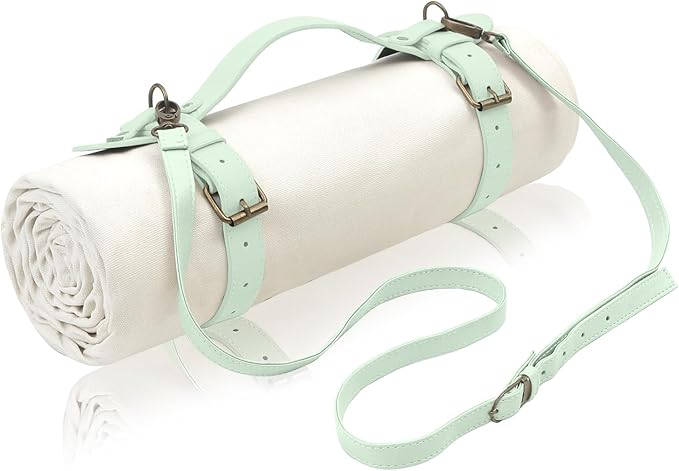 4’9” x 6’3” White Lightweight Water-Resistant Canvas Mat – Picnic, Outdoor, Beach, Park, Camping, Toy Mat