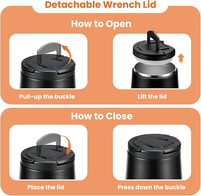 Soup Thermo for Hot Food 20oz Lunch Containers with Buckle Lid Wide Mouth Hot Food Jar Vacuum Insulated Stainless Steel Bento Box Leakproof with Spoon(Black)