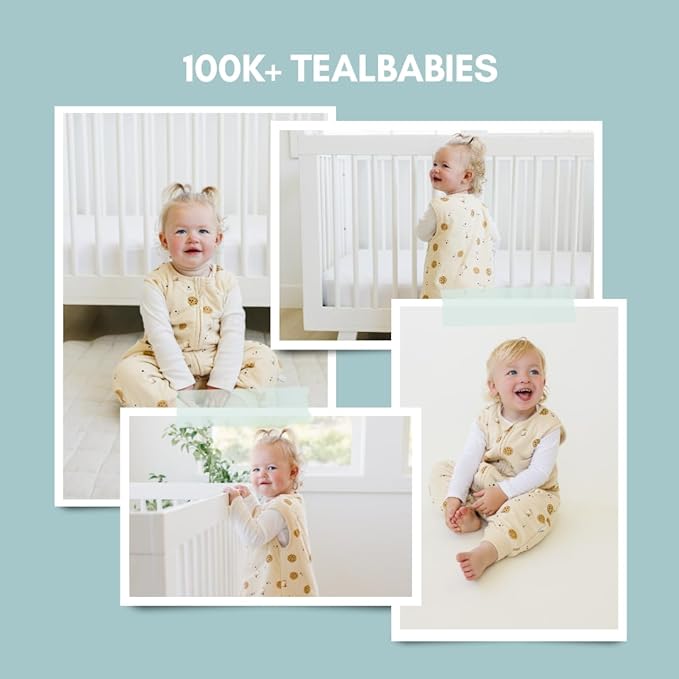 Tealbee Dreamsuit: Toddler Sleep Sack with Feet 12-18 Months, 18-24 Months - 1.5 TOG Winter Baby Wearable Blanket for Walkers - Rayon made from Bamboo, Organic Cotton Sleep Bag - Cookies