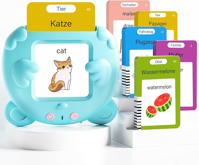 German and English Talking Flash Cards for Toddlers, 510 Sight Words Bilingual Learning Toys for Children, Autism Pocket Speech Therapy Toys, Deutsch Vocabulary Educational Flashcards