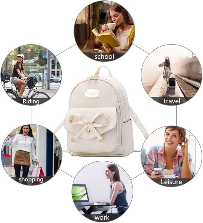 I IHAYNER Girls Bowknot Cute Leather Backpack Mini Backpack Purse for Women