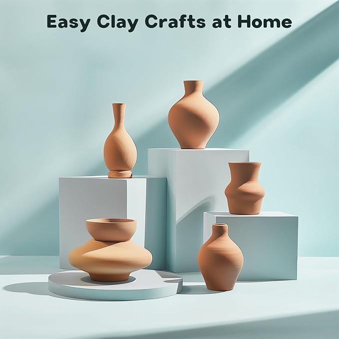 Alldeer Mini Pottery Wheel Kit - 4.7" Turntable Electric Clay Wheel with Foot Pedal, Adjustable Speed Ceramic Making Machine with 8 Pottery Shaping Tools, Craft Kits for Kids