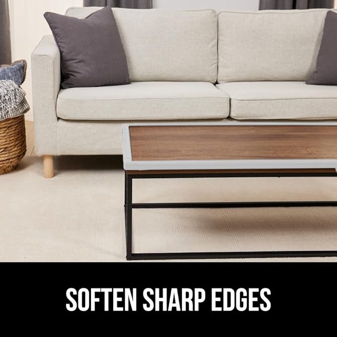 GORILLA GRIP Baby Proof Corners and Edges for Furniture, Kid Proofing Adhesive Table Corner Protectors, Heavy Duty Soft Rubber Foam Protection, Includes 8 Protective Safety Guards, 18 Feet, Off White