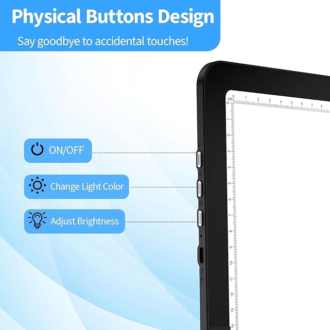 KOBAIBAN A4 LED Light Board with Bag, Magnetic Diamond Painting Light Board with Side Physical Buttons, 3 Color Modes & 6-Level Adjustable Brightness, Light Pad for Diamond Painting/Drawing (Black)