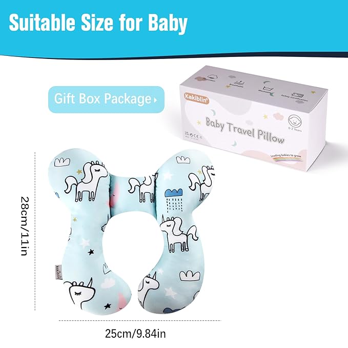 KAKIBLIN Baby Neck Pillow, Baby Travel Pillow, Baby Support Pillow,Upgraded Baby Neck Pillows for Car Seat Toddler Head and Neck Support Pillow for Car Seat, Pushchair(Unicorn)