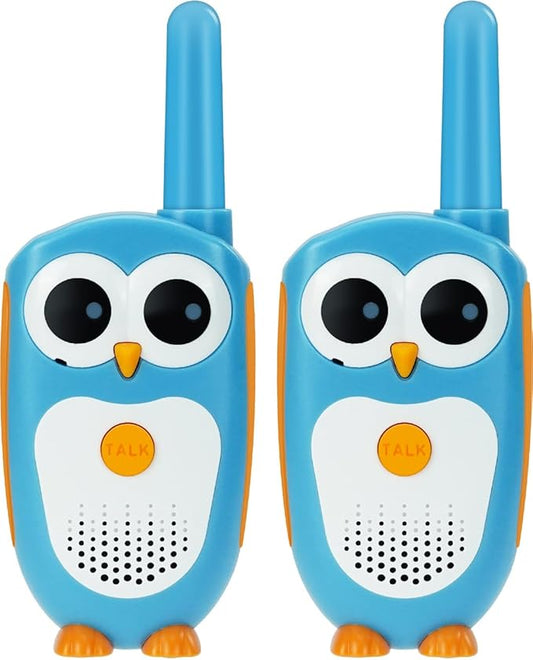 Retevis RT30 Kids Walkie Talkies, Toddler Toys for 4-6 Year Old Boys Girls, Small Owl Toy Walkie Talkie for Kids, Easy to Use, LED Eyes, Christmas Holiday Toy Gifts, Indoor Role Play(Blue,2 Pack)