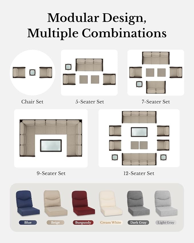 HILLGA Luxury High Back Patio Furniture Set - Image 9