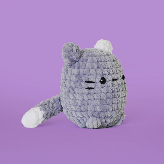 THE GOOKIE Amigurumi Crochet Kit for Beginners – DIY Crochet Kit with Yarn, Hook, Eyes & Stuffing – Easy Starter Set with Video Tutorials – Cute Plush Toy Craft Gift for Kids, Teens & Adults (Cat)