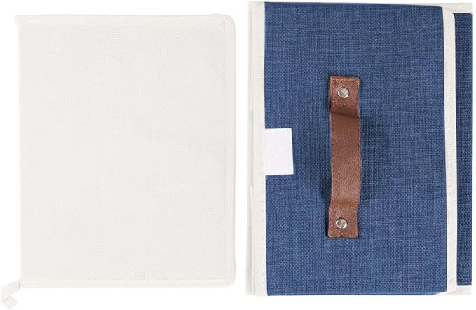 Lucky Monet Storage Bins Boxes with Lids 2 Pack Decorative Storage Boxes Collapsible Fabric Storage Basket Containers Lidded Storage Cube for Organizing Closet Home Office, 15"x 10"x 10" (Blue)