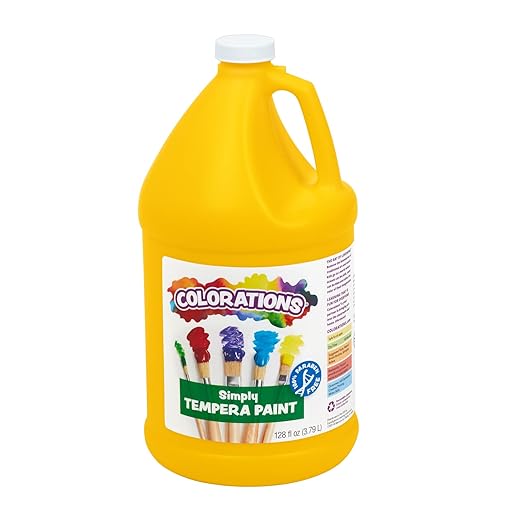 Colorations Paraben-Free Tempera Paint for Kids - 1 Gallon, Vibrant Yellow. Non-Toxic and Made in the USA, Classroom Must Haves, Bulk Arts and Crafts Supplies