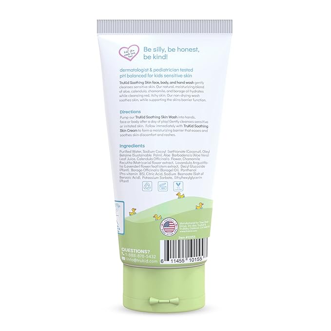 TruKid Kids Body Wash – Natural, Unscented Face, Body & Hand Wash for Sensitive Skin - NEA-Accepted for Eczema – Dermatologist Tested, Non-Toxic, Tear-Free Baby Bath Essential, 8 fl oz