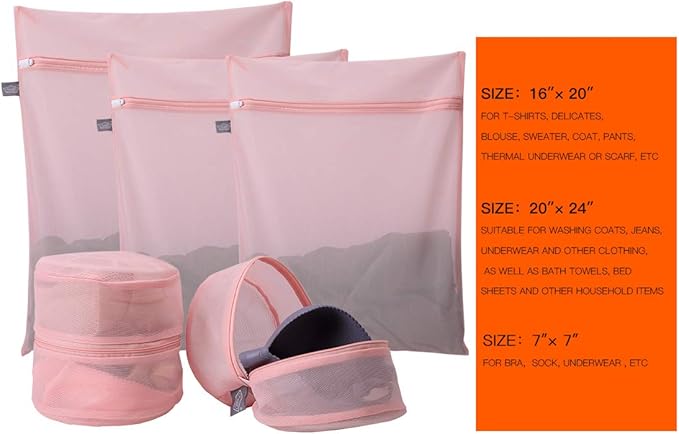 Kimmama Laundry Bag Mesh Wash Bags, Washing Machine Wash Bag, Net Washer Sack with Zipper, Dryer Pouch for Cleaning and Drying Cloths, Garment, Sweater, Delicates, lingerie, Bra, Pant, Sock, Toys