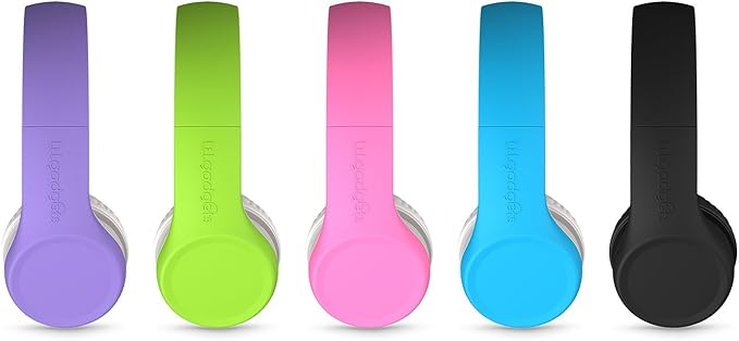 LilGadgets Connect+ Wired Kids Headphones for School with Mic, Volume Limited & Noise Reduction, On-Ear Headset with Cord, SharePort Technology for Multiple Kids & SoftTouch Padding, Purple