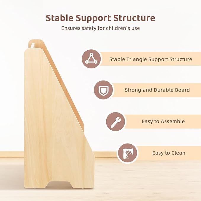 OOOK Kids Bookshelf, Wooden 4-Tier Front Facing Book Display Shelf for Kids, Toddler Montessori Bookshelf for Classroom, Playroom, Nursery